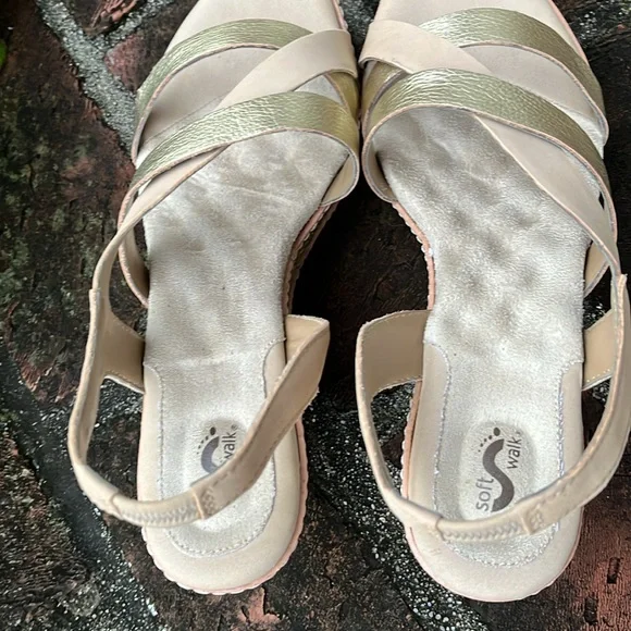 San Pablo gold/stone wedges size 9W - Picture 5 of 8